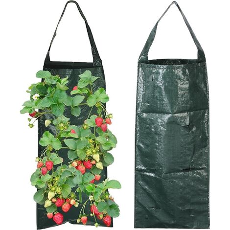 2 Pièces Sac De Plantation Suspendu, Sac De Plantation Respirante Avec 8 Trous, Système Culture Tomates D'Intérieur Vertical, Sac Plante En Tissu, Pour Fraises, Tomates, Fleurs, Plantes Potagères (1/5)