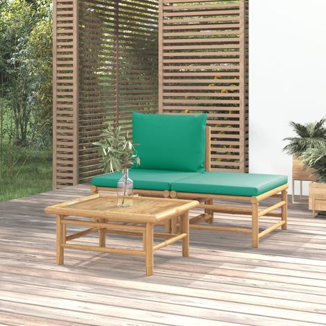 3 pcs Salon de jardin Salon d'extérieur Ensemble Meuble de Jardin Mobilier d'Extérieur avec coussins vert bambou XFNRX354419 (1/5)