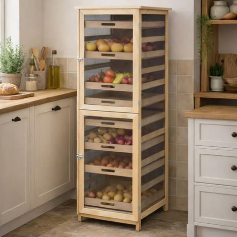 Garde manger fruitier/ légumier en hêtre hauteur 150 cm (1/5)