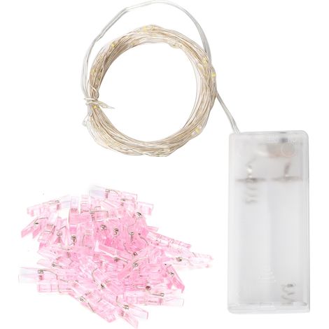 Guirlande lumineuse décorative de 4 m (13 pi) avec 40 LED et pinces photo détachables, idéale pour les chambres, les fêtes, les mariages et le camping. (1/5)