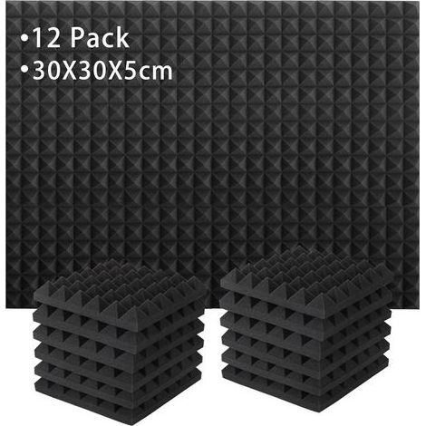 Lot de 12 Panneaux de Mousse Acoustique, Mousse Anti bruit Panneaux Acoustiques Ignifuges pour Studios D'enregistrement, Bureaux, Studios de Danse, Podcasts 30 x 30 x 5 cm (1/5)
