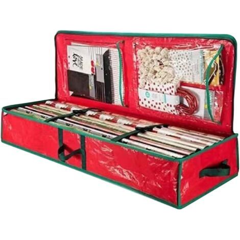 Organiseur de sac à main pour placard, rangement de Noël, spacieux sous le lit, récipient de papier cadeau parfait pour l'emballage de cadeaux, rubans, nœuds, fournitures d'emballage, etc (1/5)