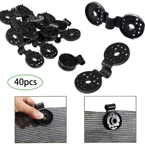 Lot de 40 clips en plastique pour toile d'ombrage, clips de pare-soleil pour serre, jardin, extérieur, filet anti-oiseaux (1/4)