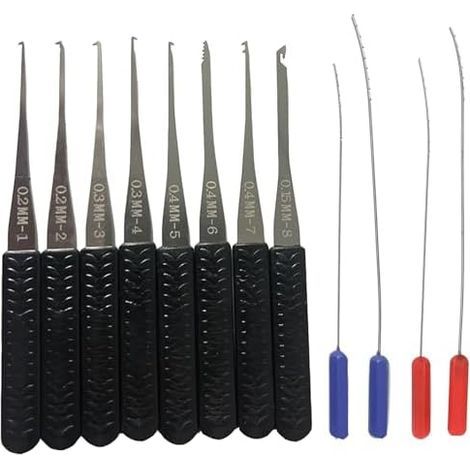 Broken Key Extractor, Broken Key Removal Tool Kit, Tap Extractor Set, 0.2 to 0.4 mm, for Removing Broken Keys, Locksmith Tools - (1/5)