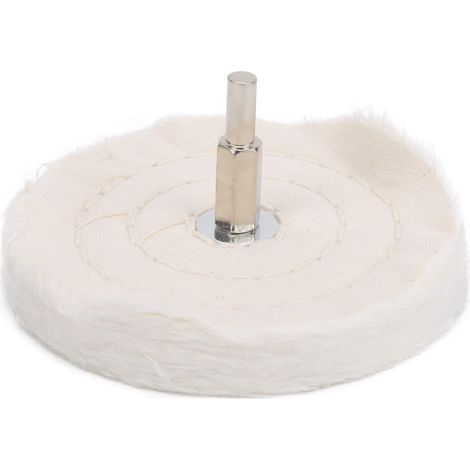 ROUE DE POLISSAGE BLANC EN TISSU MIROIR OUTILS DE MEULAGE COTON AVEC POIGNÉE POUR MÉTAL ACIER INOXYDABLE BIJOUX PLASTIQUE CÉRAMIQUE (Plat 100 mm) (1/5)