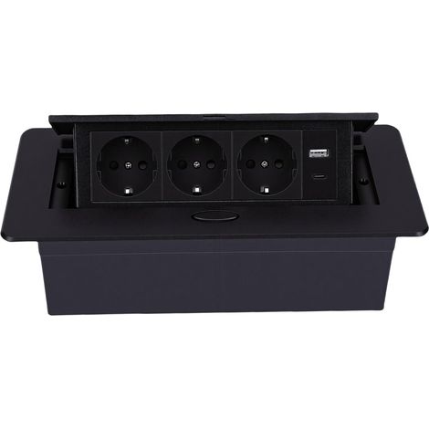 Table Pop Up Socket Design encastré 3 Prises 20W Ports USB A et C, Bureau, Matériau ABS (1/5)