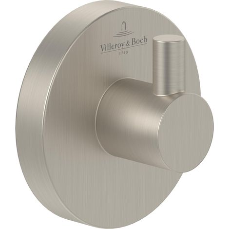 Crochet porte-serviettes mural Elements Tender, crochet mural en zinc, accessoire de salle de bain, rond, 54 x 32 x 54 mm – Nickel Brossé Mat (1/2)