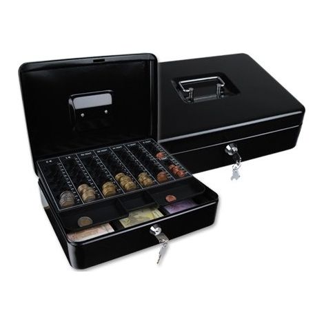 Caja caudales q-connect 12 300x240x90 mm negra con portamonedas