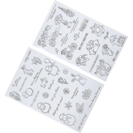 2 Pièces Tampon en Caoutchouc Transparent Animaux Mouton Lapin Cochon pour Carte Anniversaire DIY Scrapbooking (1/5)