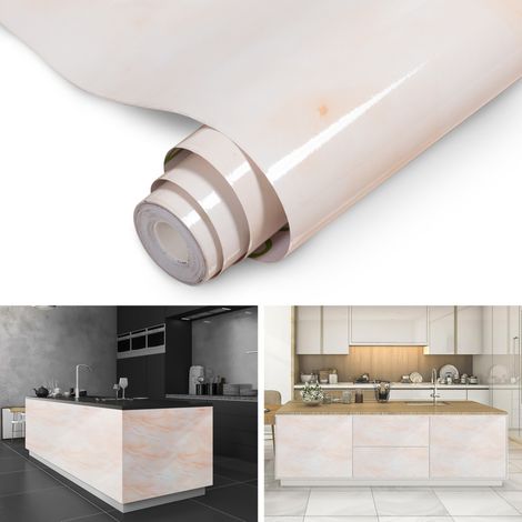 SWANEW Carta adesiva per mobili 61X500cm Vinile autoadesivo Film per mobili armadi pareti camere da letto impermeabile fai da te carta da parati decorativa-arancio (1/5)