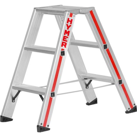Hymer Stufenstehleiter, beidseitig begehbar, 2x3 Stufen, Länge 0,77 m (1/5)
