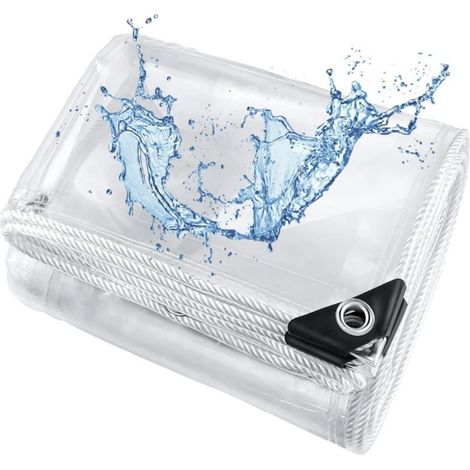 Wasserdichte, transparente PVC-Plane mit Ösen, UV- und reißfest, ideal für Terrassen und Gewächshäuser (1 m x 2 m) (1/5)