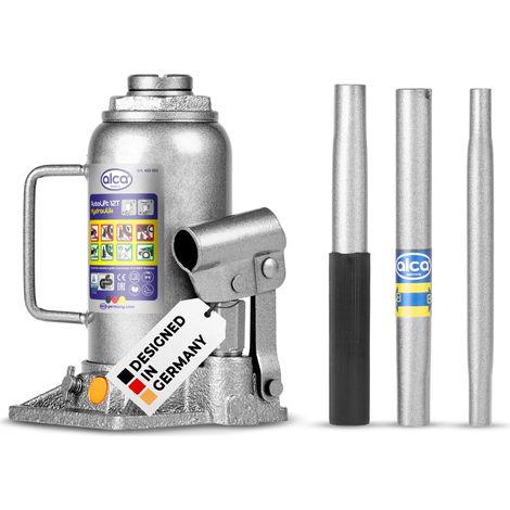 alca® Auto Lift Hydraulik 12t hydraulischer Wagenheber 12t I Unterstellheber Auto, Doppelkolben, Verlängerungsschraube, TÜV & GS zertifiziert, Hubhöhe 215–400 mm, Öl nachfüllbar