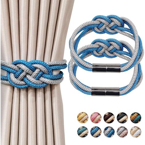 2er-Pack starke magnetische Gardinenhalter, dekoratives handgewebtes Seil (1/5)