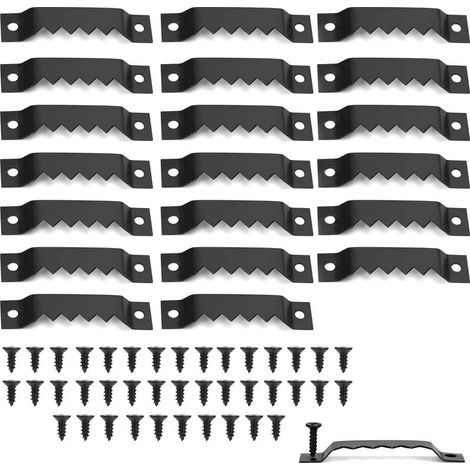 Lot de 20 crochets de suspension en métal en dents de scie avec vis pour cadres photo lourds, horloges et articles d'artisanat (noir)