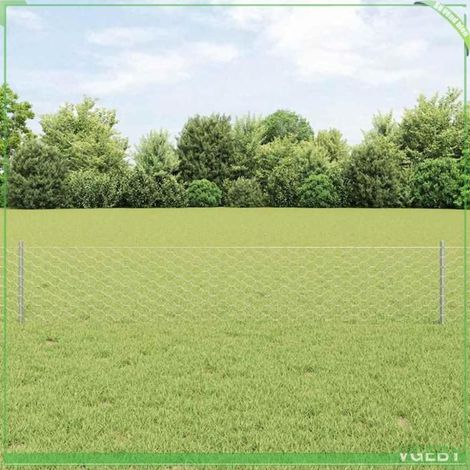 Kit clôture extérieur acier argent 25 m x 40 cm – 11 poteaux, rouleau et kit vis/écrous (1/5)