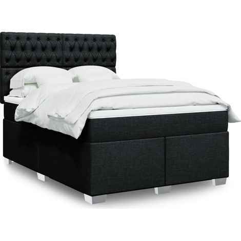 Boxspringbett mit Matratze Schwarz 160x200 cm Stoff