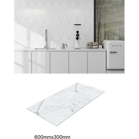 TRADE SHOP - Pannello Effetto Marmo Bianco 600x300 Mm Rivestimento Parete Bagno Cucina -