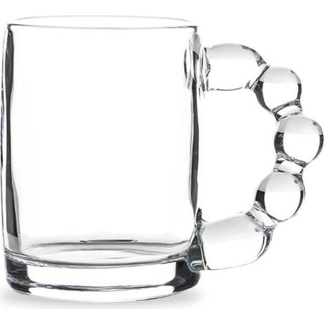 Tasse, 350 ml Glas-Kaffeetasse - Schöner Perlenhenkel - Hübsche Tassen - Glaswaren für Tee, Cappuccino (Transparent) (1/4)