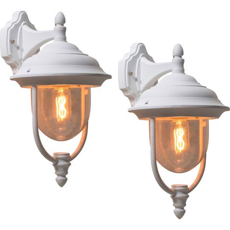 2er-Set hängende Wandleuchten PARMA, Aluminium weiß, E27, IP43 (1/5)