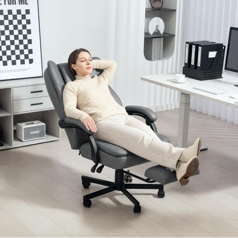 Fauteuil bureau massant inclinable microfibre gris HAVRYA (1/4)