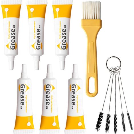 Lot de 6 graisses lubrifiantes multi-usages + 6 brosses - Graisse universelle en silicone pour imprimante 3D, machine à café, entrepôt, boîte de vitesses, fermeture éclair (1/5)