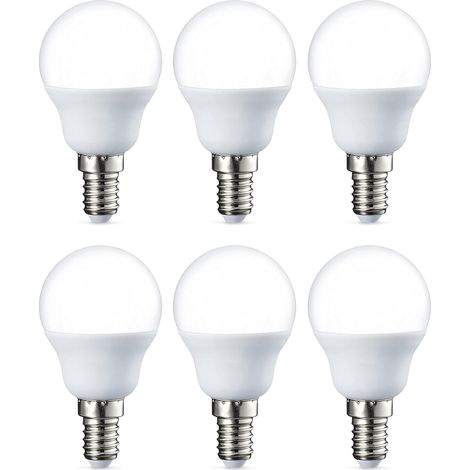 Set mit 6 kleinen runden LED-Lampen, G45, Edison-Schraubsockel, E14, 5 W (entspricht 40 W), warmweiß, nicht dimmbar [Energieklasse F]