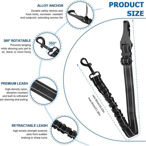 Ceinture Chien Voiture,Ceinture de sécurité pour Chien avec Longueur Harnais Voiture pour Chien avec Absorption et Laisse Voiture pour Chien pour Chats et Chiens