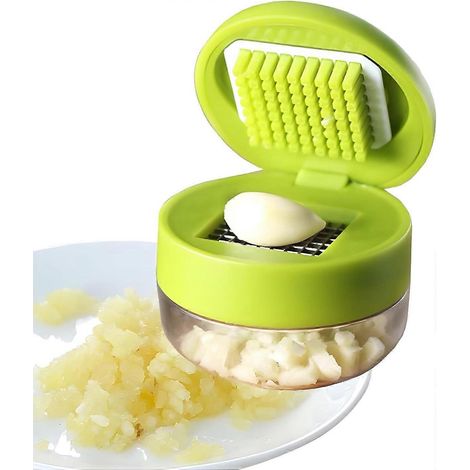 Presse-ail, ensemble comprenant un presse-ail 1 pièce, un éplucheur en silicone, une brosse de nettoyage et des lames en acier inoxydable. Facile à utiliser pour râper le gingembre et les fruits. (1/4)