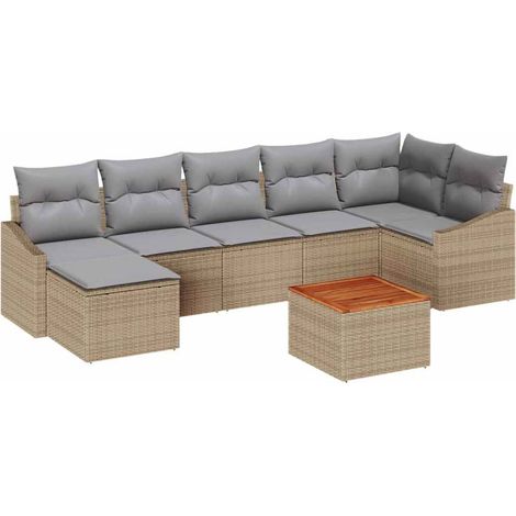 Maison Exclusive - Gartensofa-set mit Kissen 8 pcs Beige Poly-Rat
