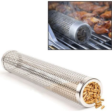 Tube à fumée en acier inoxydable pour barbecue, rond, froid ou chaud, générateur de fumée pour grill extérieur (1/5)