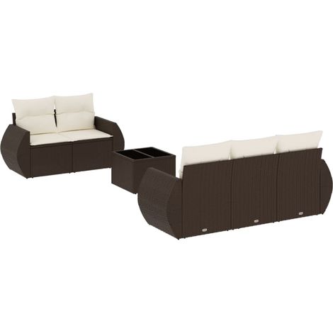 Maison Exclusive - Set Divano da Giardino 6 pz con Cuscini Marrone in Polyrattan (1/3)