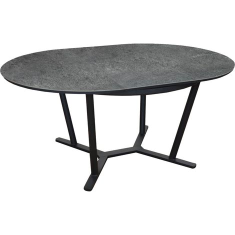 Table de jardin ronde Valenza 125/175 cm – Aluminium léger – Plateau SPC – Allonge centrale pour 6 à 8 personnes – Graphite – Proloisirs (1/4)