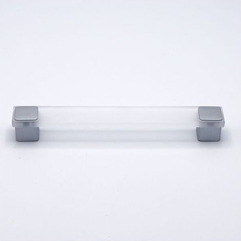 Maniglia satinata color opalino con inserti satinati effetto alluminio 183x25x24mm - 096 Geo2