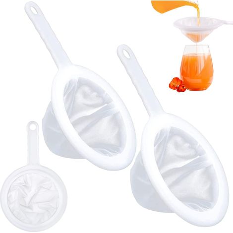 Ensemble de 2 passoires fines Passoire cuisine 200/400 mesh avec poignée Filtre ultra fin pour jus et lait Entonnoir ménager (1/5)