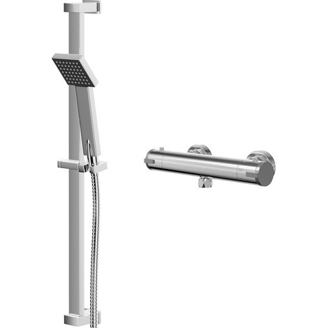 Wholesale Domestic Rondi Polished Chrome Thermostatic Bar Valve Mixer Shower with Thames Shower Slide Rail Kit (1/5)