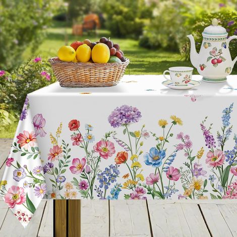 Nappe Rectangulaire Fleurs de Jardin Papillons Printemps 140x180 (1/5)