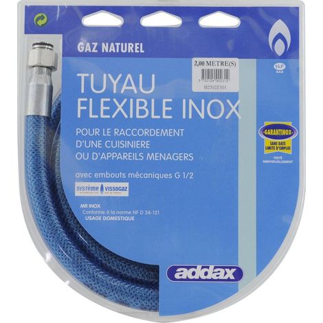 Flexible Addax inox 2 metros acero inoxidable gas natural