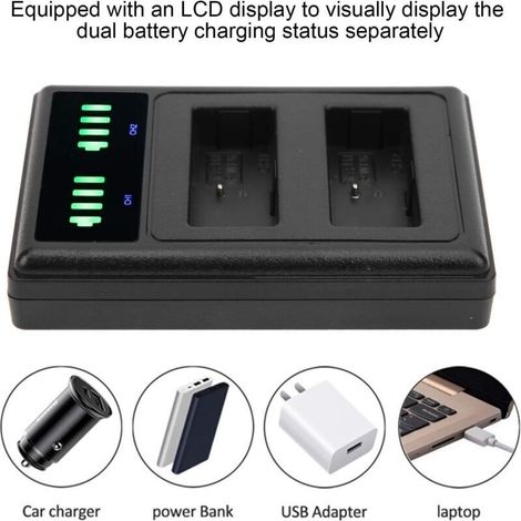 Station de Chargeur de Batterie à Double Station D'accueil, Chargeur de Batterie de Caméra à Double Port Micro Type C Double écran LCD pour Batterie (1/3)