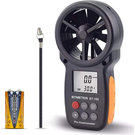 BT-100 Tragbares digitales Anemometer – Misst präzise die Windtemperatur (CFM) mit Maximal-/Minimal-/Durchschnittswerten, LCD-Hintergrundbeleuchtung für Fotografie, HLK und Drohnenflüge