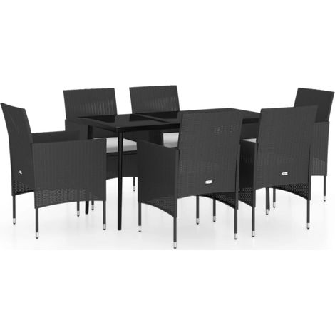 Maison Exclusive - Set da Pranzo da Giardino 7 pz con Cuscini Nero (1/5)