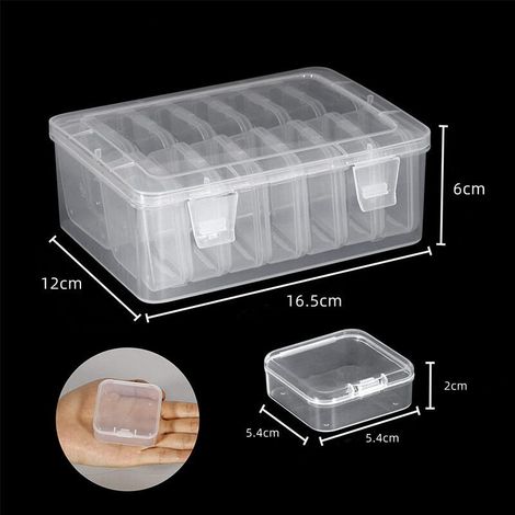 14 Petits Boite Rangement en Plastique avec Couvercles, avec 1 Grand Récipient en Plastique, Mini Boîte de Rangement Transparente pour Perles, Bouchons d'Oreille, Bagues, Boutons, Bijoux (1/3)