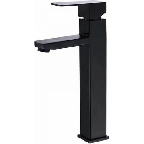 Robinet de salle de bain haut [angulaire - noir mat] - Robinet à bec haut pour lavabo à poser, robinet de lavabo à bec haut 300mm (1/3)