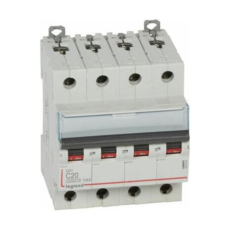 Disjoncteur DX³ 6000 -vis/vis- 4P- 400V-20A-courbeC-peigne HX³ trad 4P - 4 modules - 407899