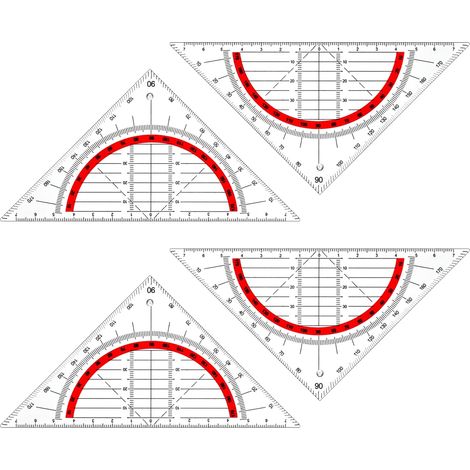 Géométrie Plastique, 4Pcs Equerre de Géométrie, 16cm Triangle Géométrique en Plastique Transparente, Géotriangle en Plastique avec Poignée pour les Étudiants, le Bureau, la Peinture (1/5)