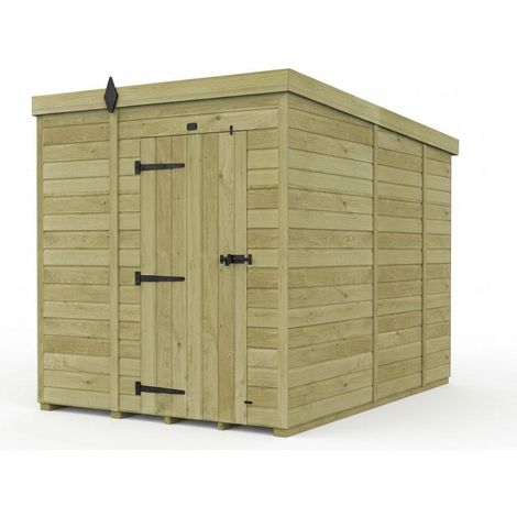 6ft x 9ft Pent Garden Shed Single Door No Windows - Pressure Treated Timber - L183 x W274 x H210 cm - Natural