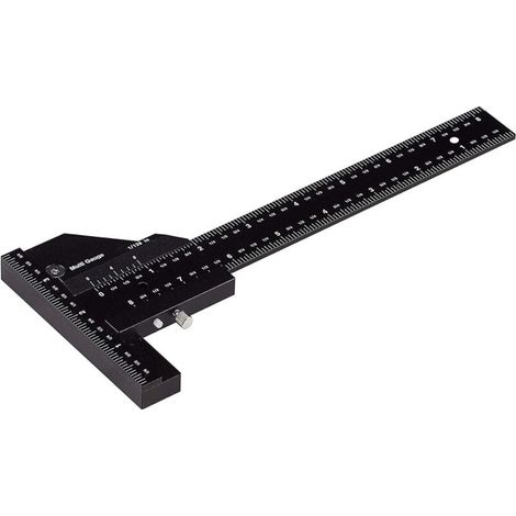 Zimmermannslineal, multifunktionales Anreißlineal für Holzarbeiten, T-förmiges Aluminiumlineal, Anreißwerkzeug, misst von 0 bis 280 mm, Messgenauigkeit bis zu 0,02 mm (1/4)