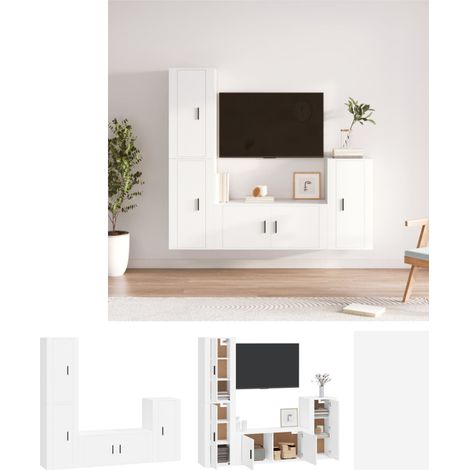 The Living Store 4-tlg. TV-Schrank-Set Weiß Holzwerkstoff -  TV-Möbel (1/5)