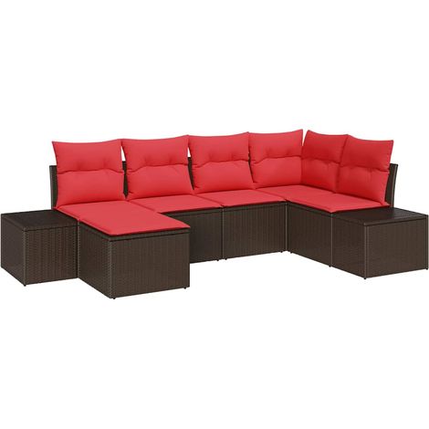 Set Divano da Giardino con cuscino 6 pcs Marrone polyrattan vidaXL