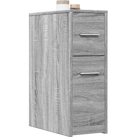 Badschrank Schmal mit Rollen Grau Sonoma Holzwerkstoff